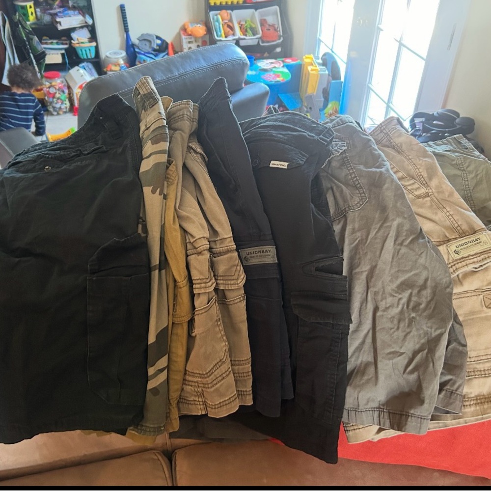 8 pairs of cargo shorts.